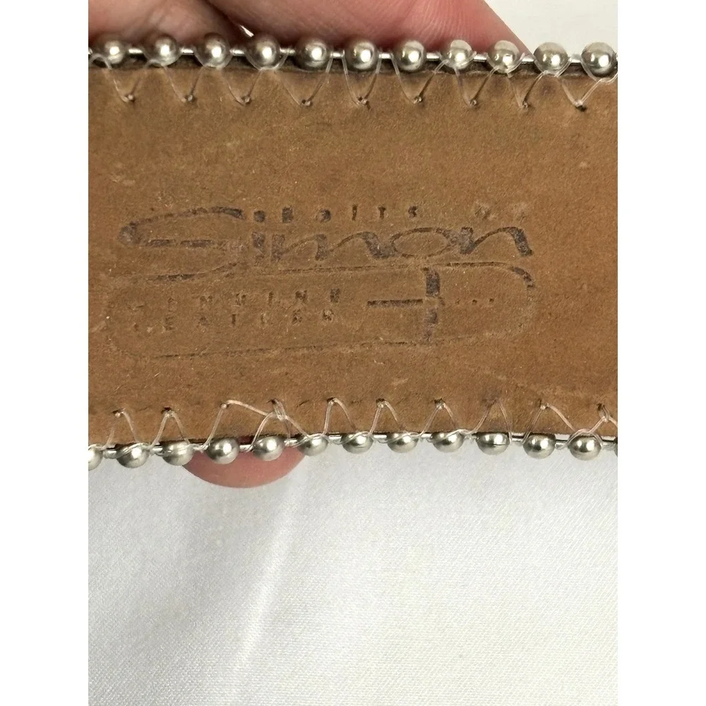 BB Simon‎ Rhinestone Belt Black Leather Crystal Studded Western Glam L